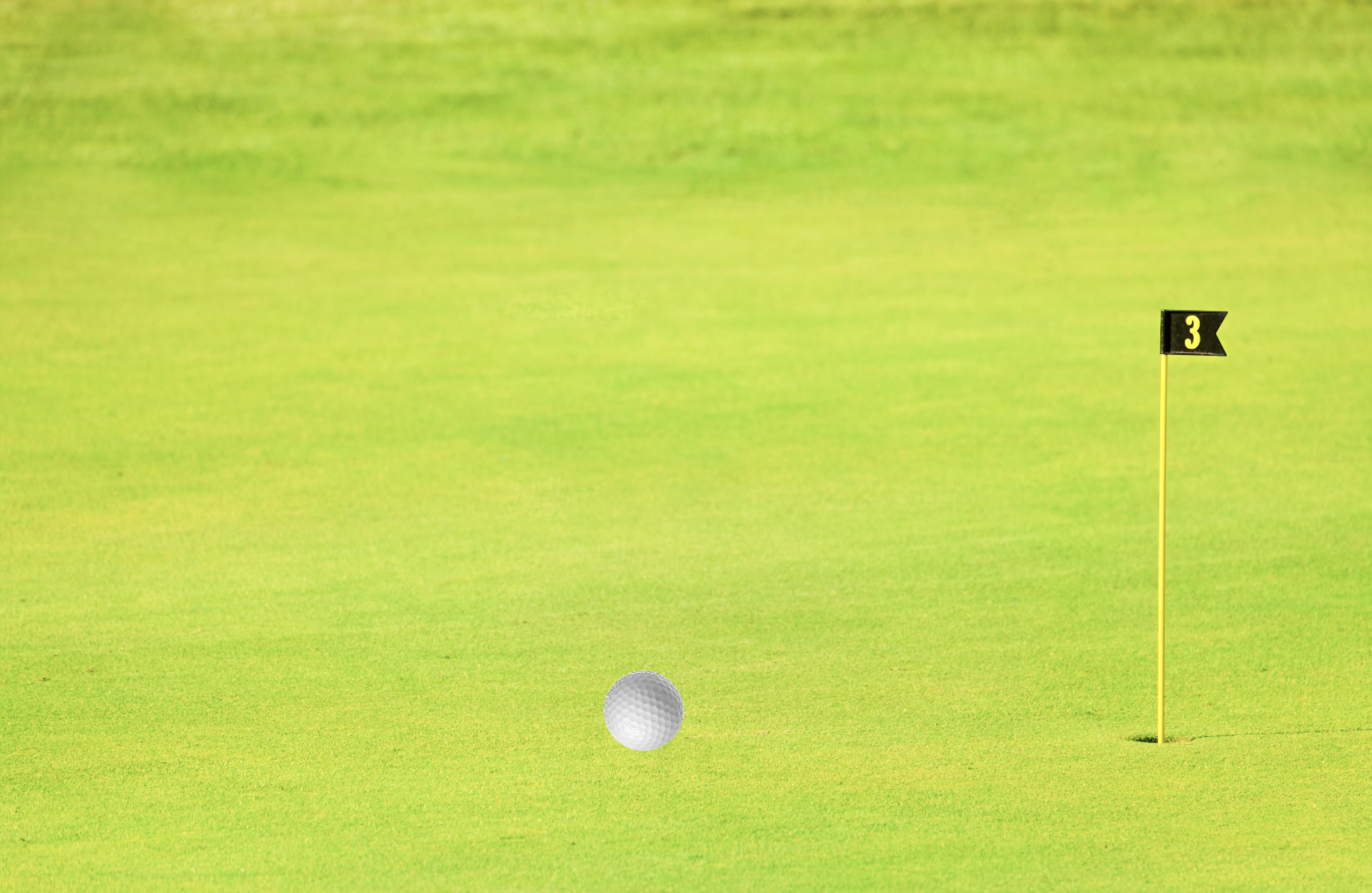 The ball rotates towards the flag marked hole in a put.