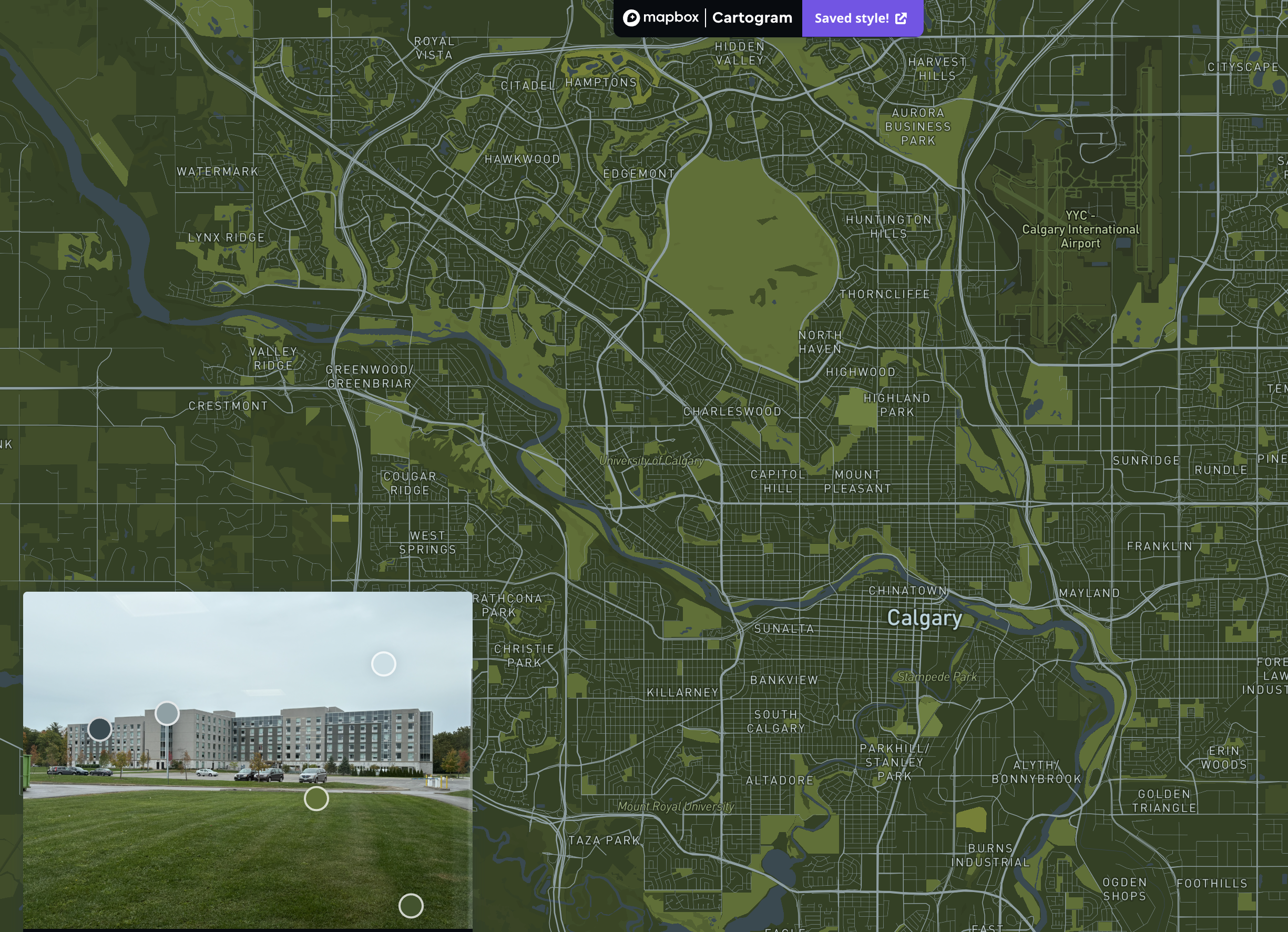 A screenshot of working the image and Cartography plugin in Mapbox.