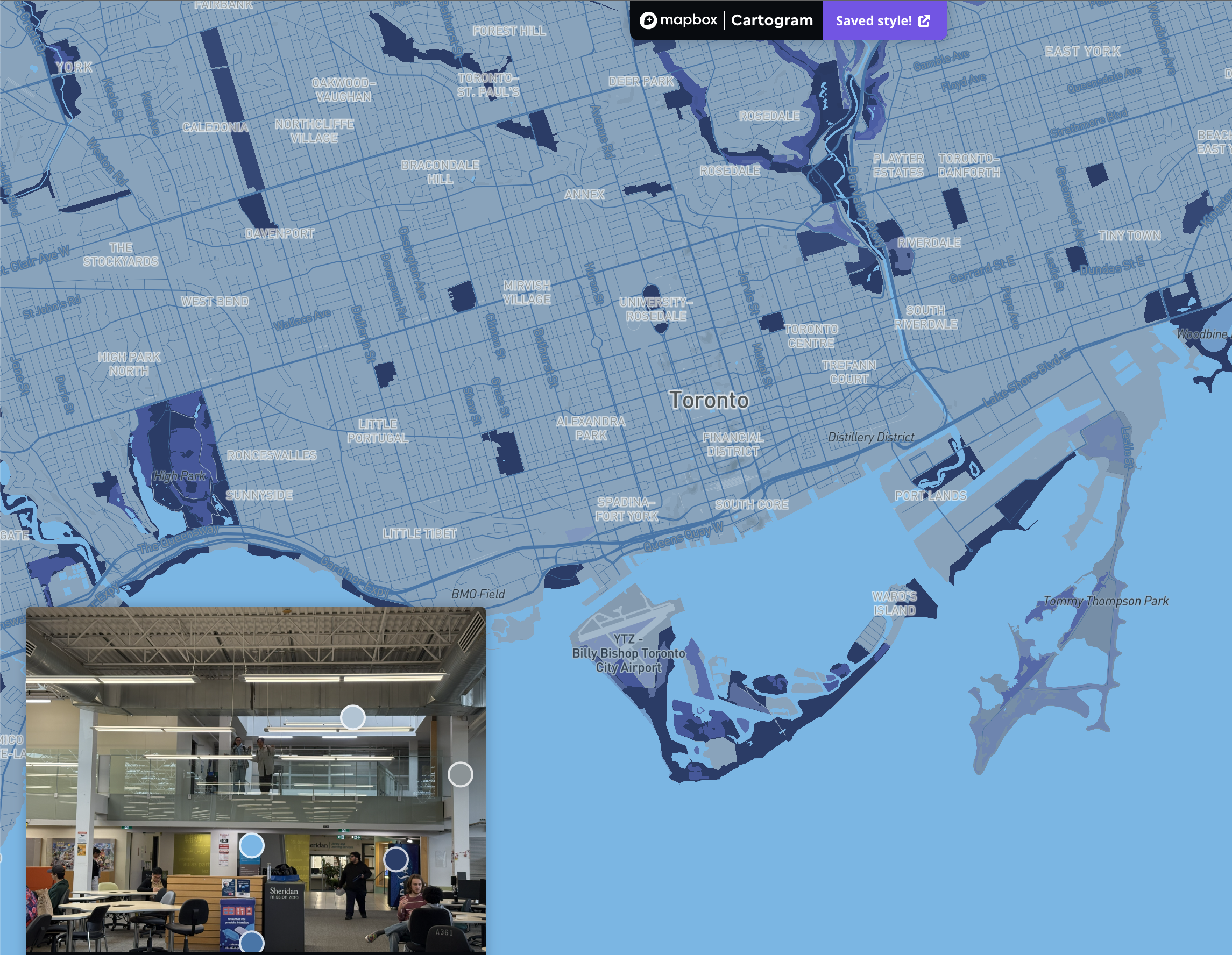 A screenshot of working the image and Cartography plugin in Mapbox.