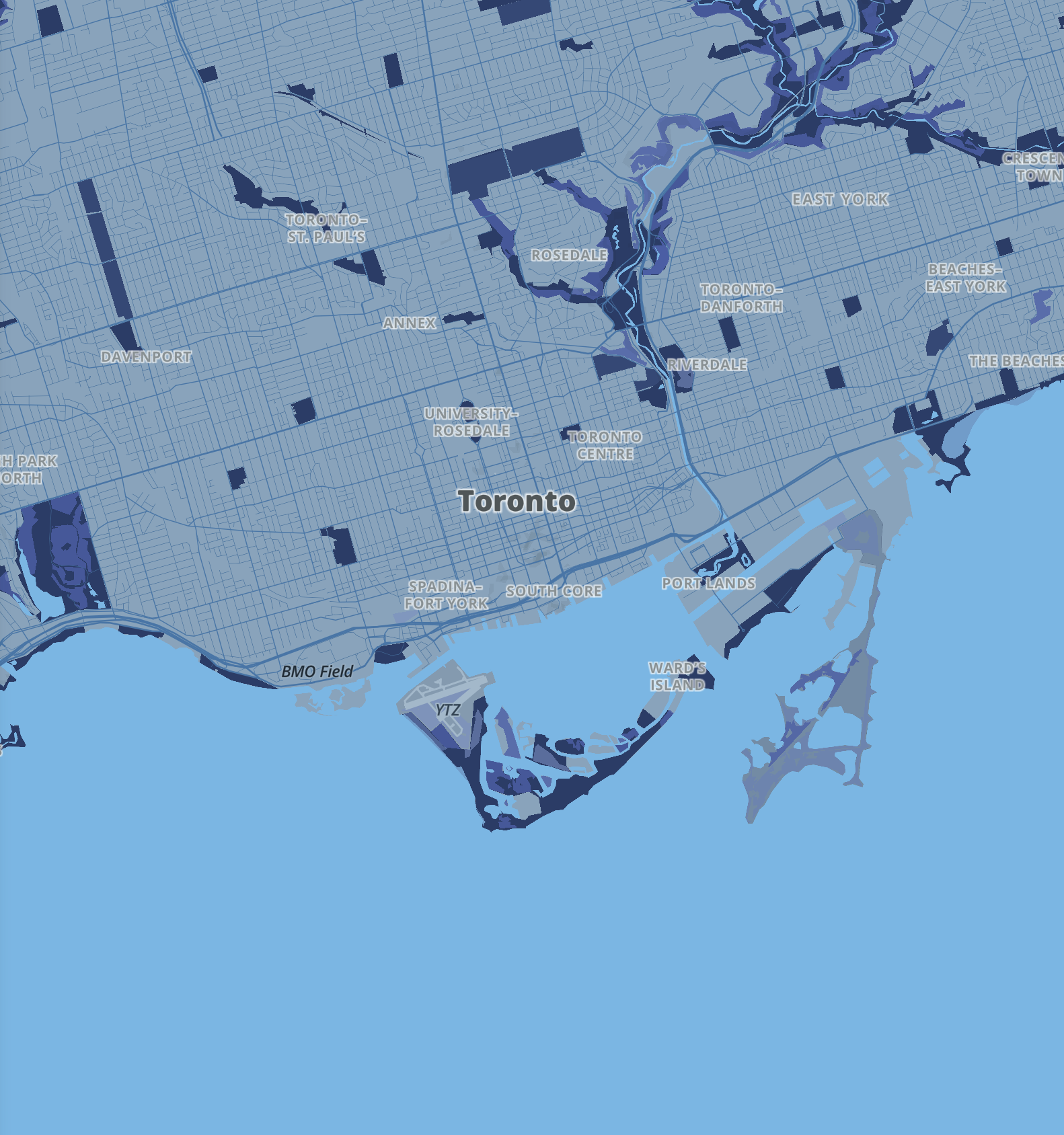 A screenshot of a zoomed out perspective while experimenting in Mapbox.