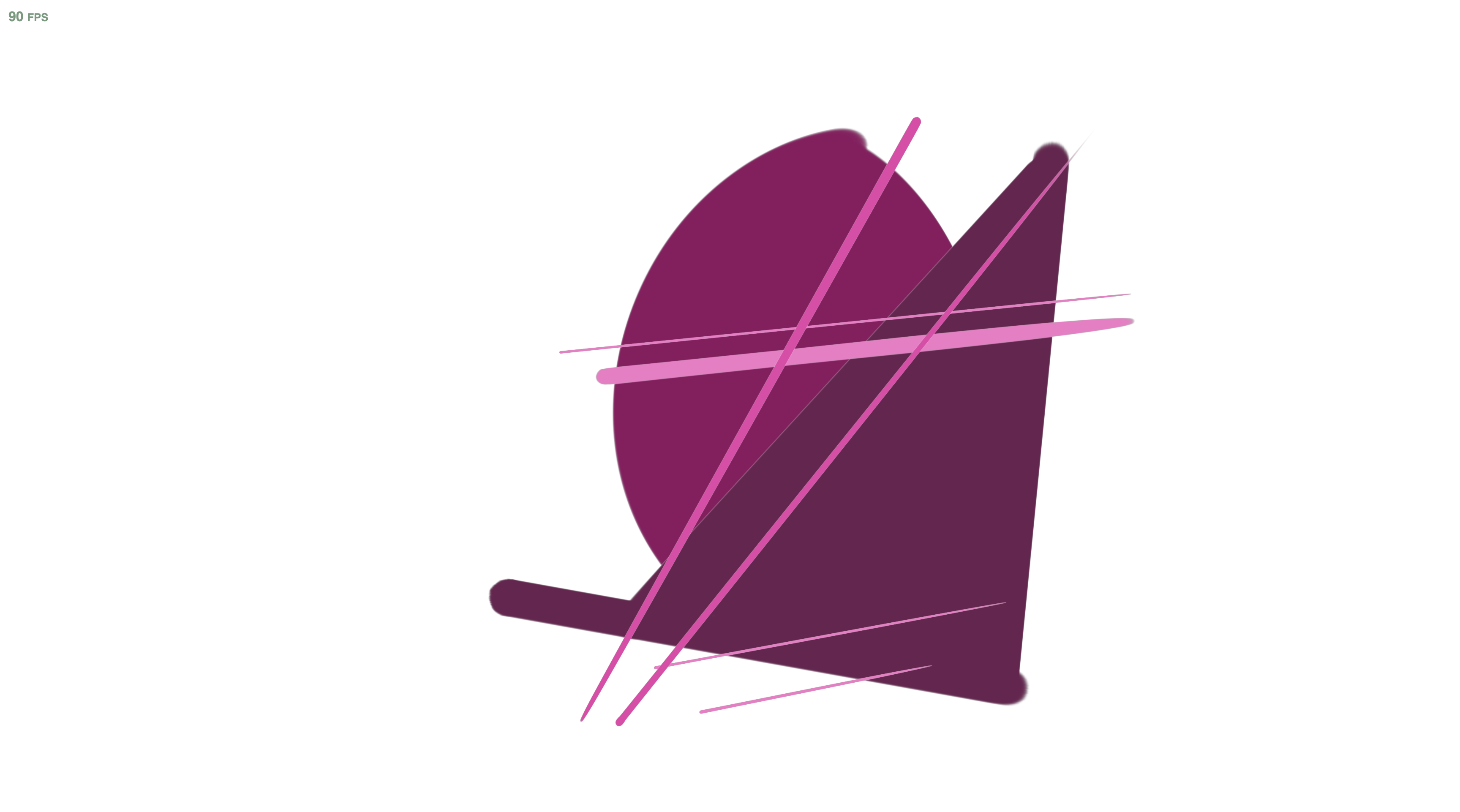 The deep purple and magenta, circular and triangular shape design displayed on the live site, showcasing movement.