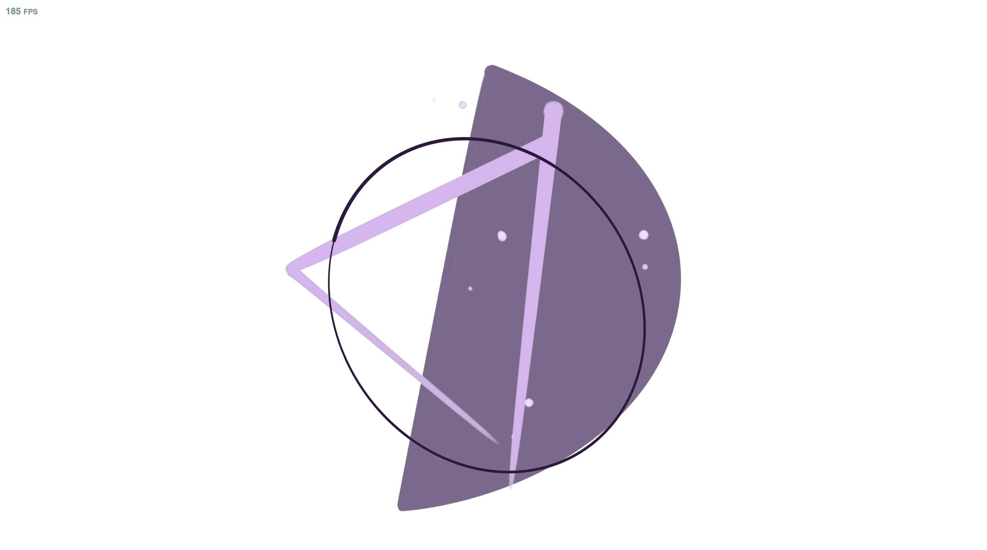 The purple circular and triangular shape design displayed on the live site, showcasing movement.
