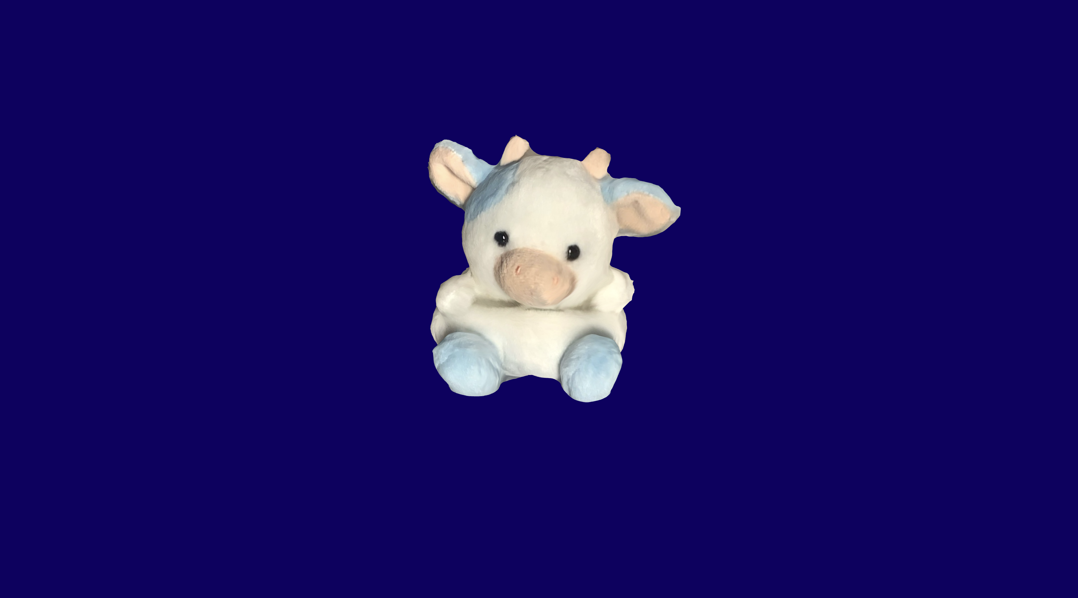 The cow 3D model displayed on the live site with a dark blue background.