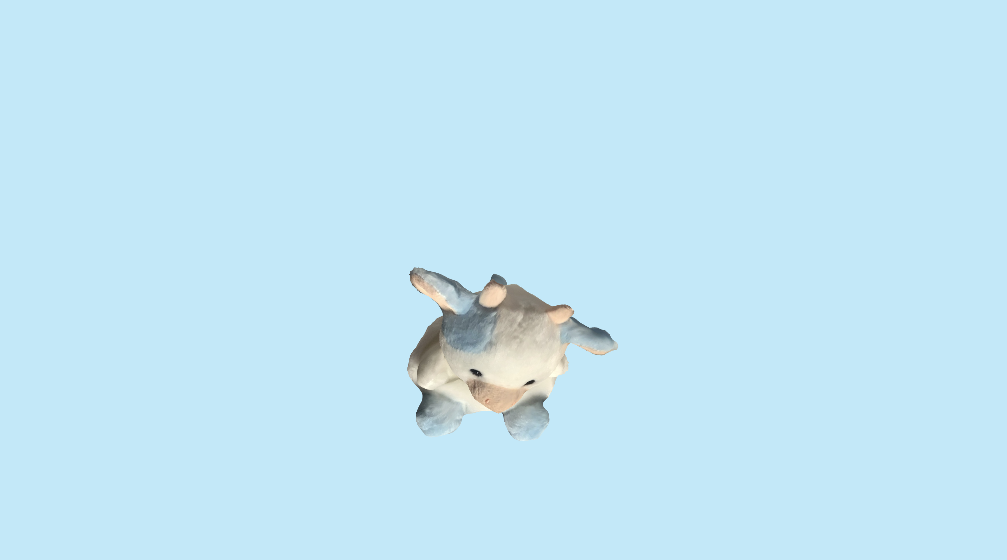 The cow 3D model displayed on the live site with a light blue background.