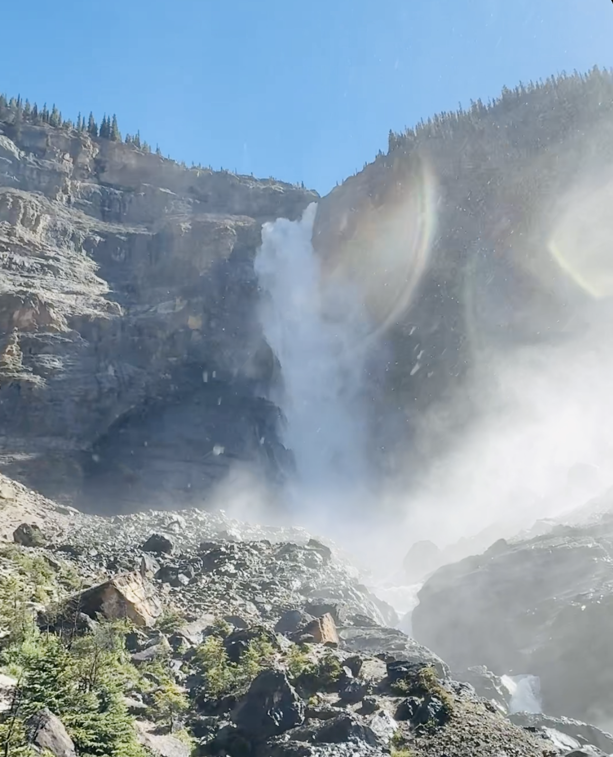 A waterfall in Yoho National Park, British Columbia recorded in July 2025. The picture is screenshotted from the video the audio is from.