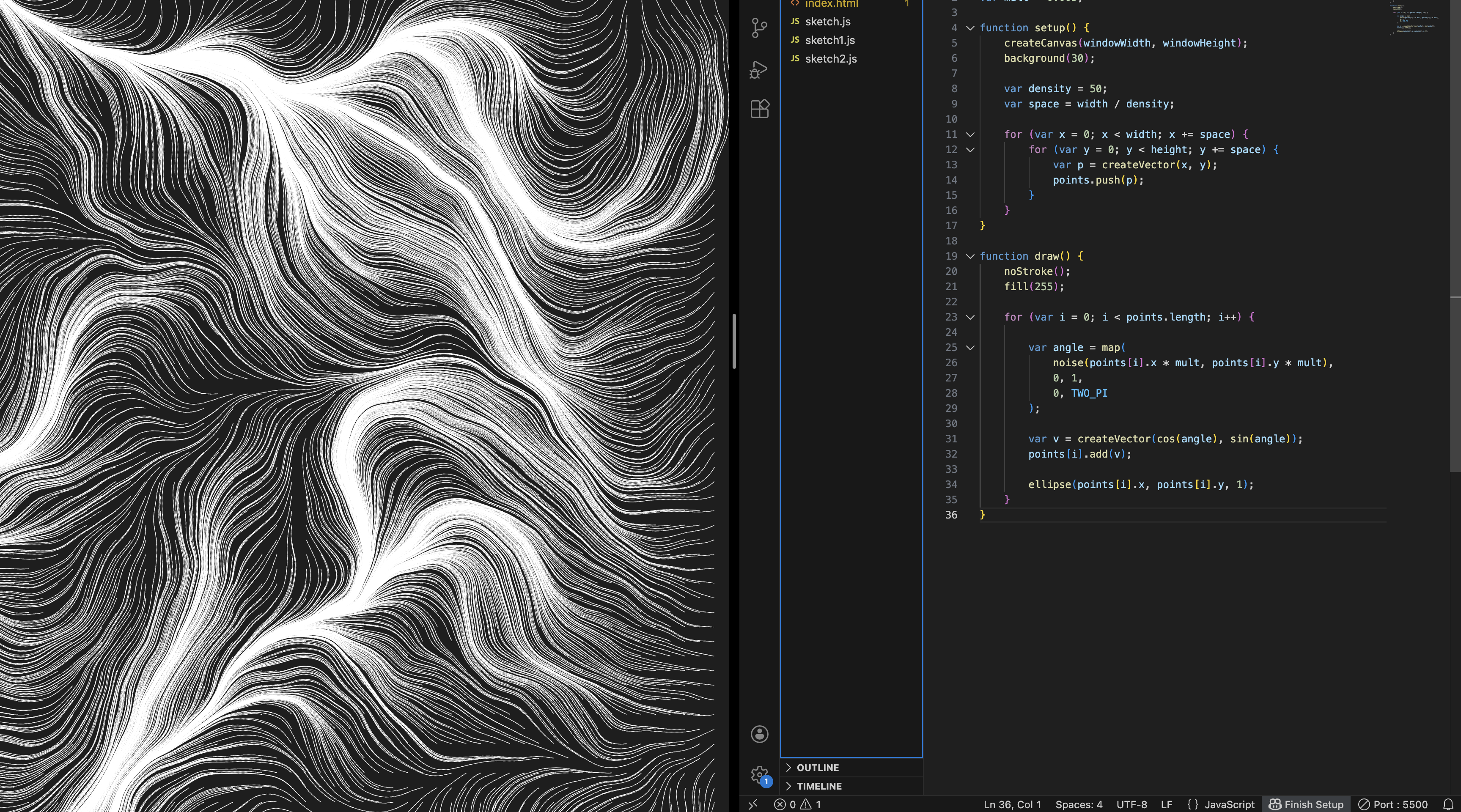 A screenshot of a work in progress of the final project.