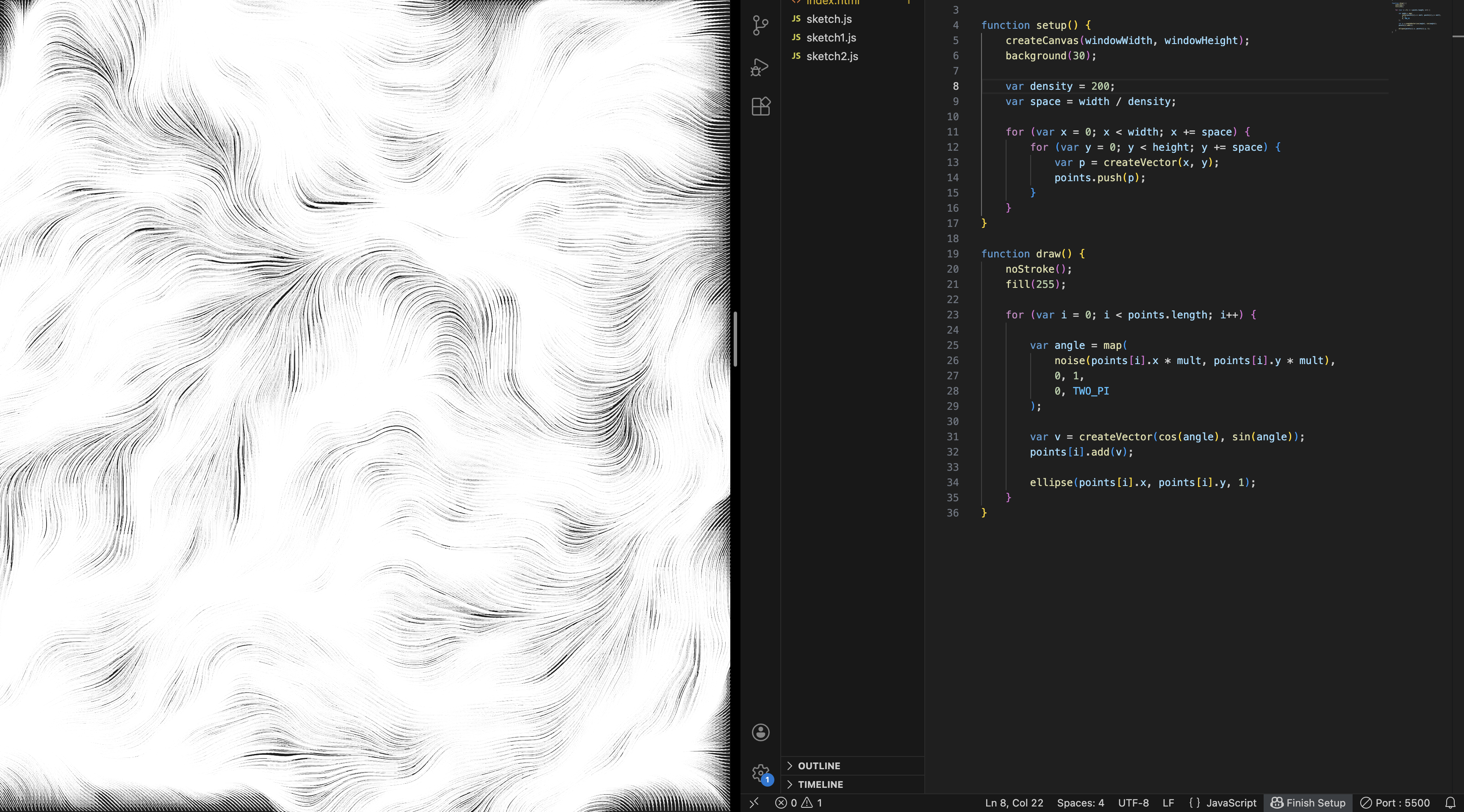 A screenshot of a work in progress of the final project.